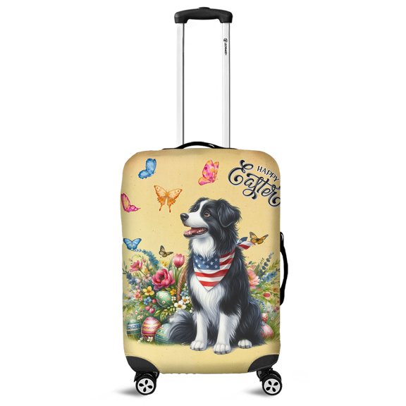 Miniature American Shepherd Celebrates Spring and Enjoys a Happy Easter Travel Luggage Cover MAS Dog Lover Gifts Suitcase Dust Protective Decor - 02001
