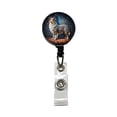 thumbnail image 1 of Miniature American Shepherd Dog French Bohemian Art Retractable Reel ID Badge Key Card Name Tag Holder with Clip, 1 of 7
