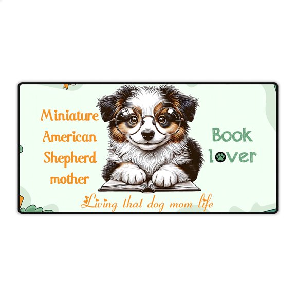 Miniature American Shepherd Mother Book Lover Happy Mother's Day Desk Mat Full Keyboard Mouse Pad MAS Dog Lover Gifts Large Mousepad - 03004