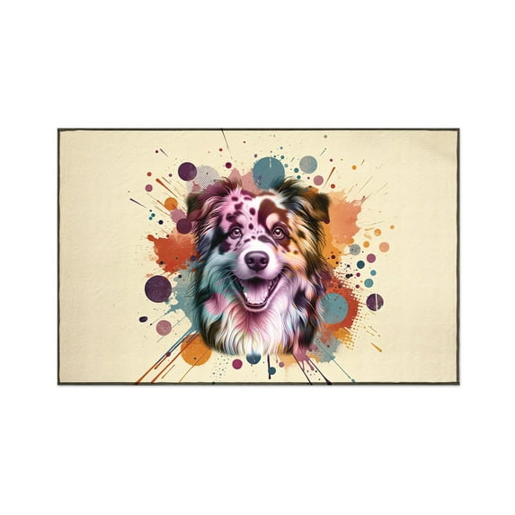 Miniature American Shepherd Portrait Watercolor Vintage Retro Styles Indoor Rug MAS Dog Lover Gifts Carpet Living Bed Room Sofa Home Decor - 00001
