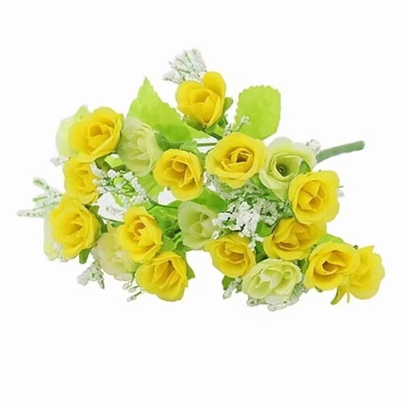 Miniature Artificial Roses - 7 Stems Silk Rose Flowers for Home and Wedding Decor, Photography Props