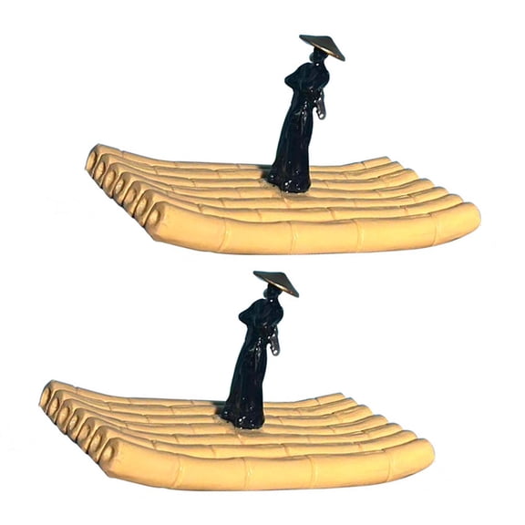 Miniature Bamboos Rafts Floating Boats Ornaments for Aquariums Environment Enhancement and Desktop Decorative Accent