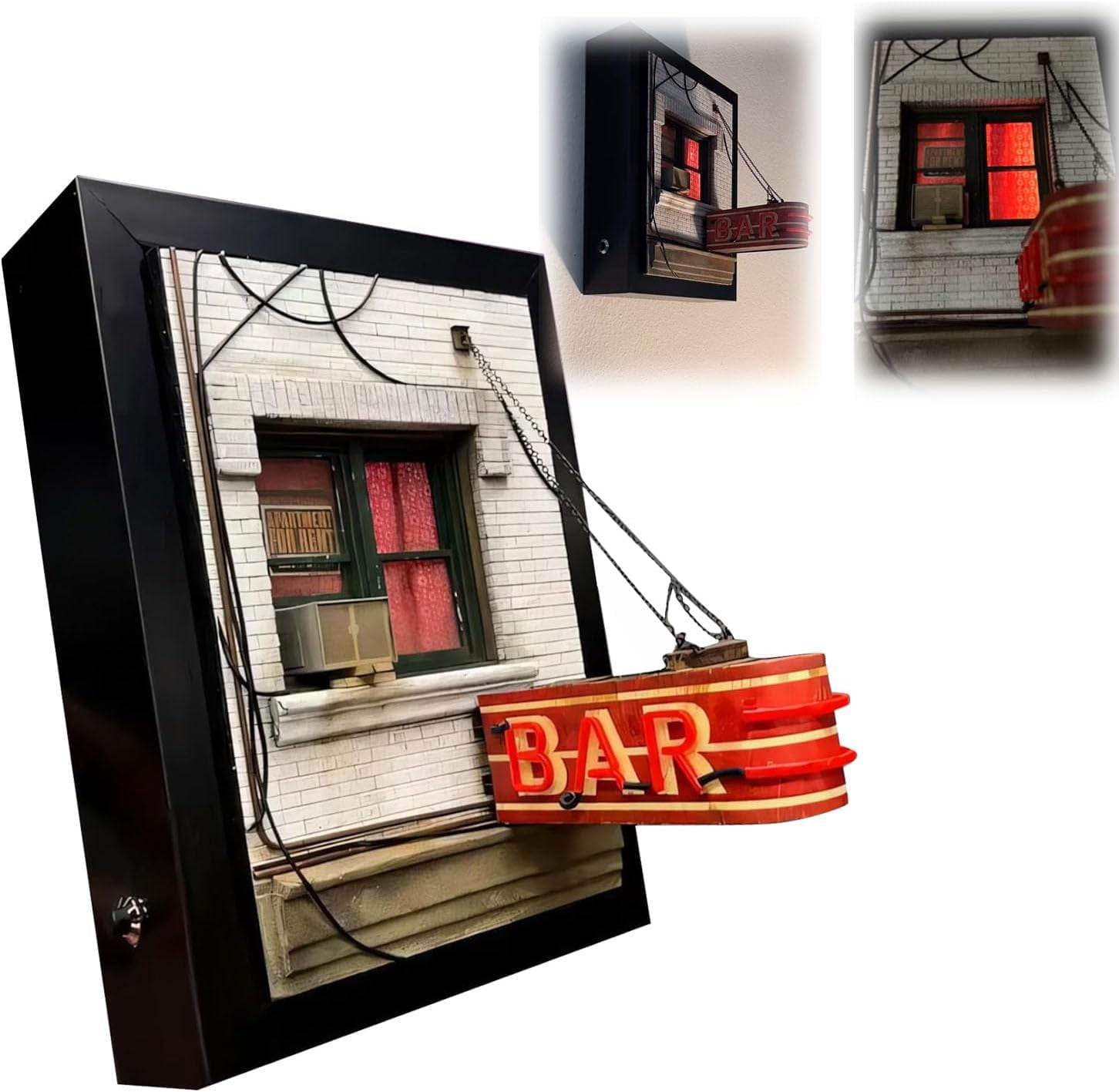 Miniature Bar Window on The Wall, Handmade Retro Bars Store Wall Light ...