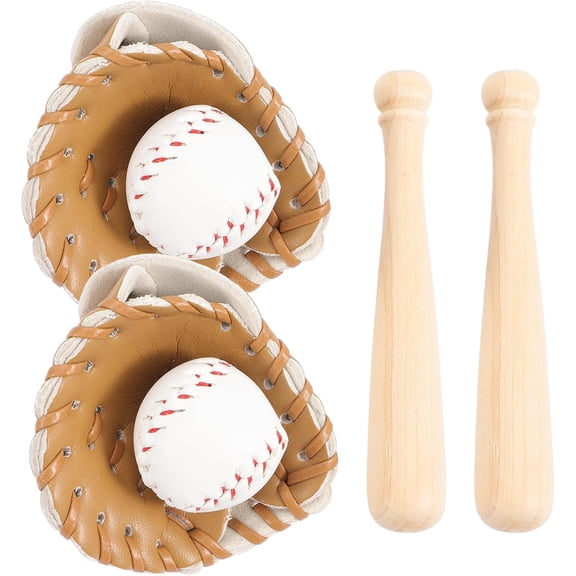Miniature Baseball Bats and Glove Mini Baseballs for Crafts Sports Birthday Cake Topper Dollhouse Accessories