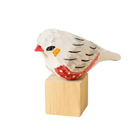 Miniature Basswood Carving Bird Decoration Sculpture Realistic Design with Block Home Accent Thoughtfuls Gift
