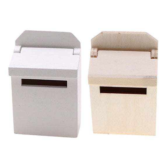Miniature Blank Mail Box House Mini Mail Box Miniature Wooden Flip Mailbox Model White Laisenwei
