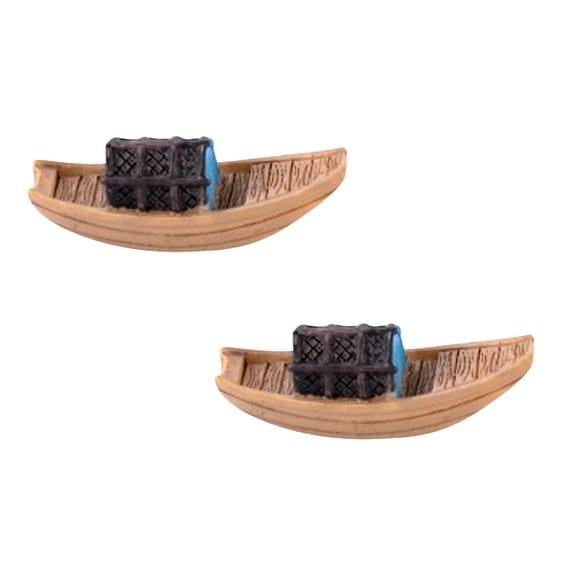 Miniature Boat Figure Mini Retro Fishing Boat Boat Figurine Rustic Boat Ornaments Miniature Scenery Props for DIY Fairy Garden Bonsai Dollhouse Beach Decoration