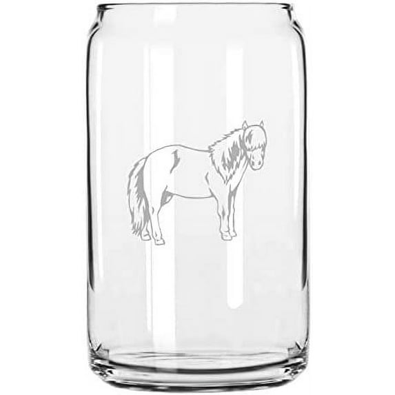 Miniature Body - Alternate Horse Themed Etched 16oz Libbey Can Glass