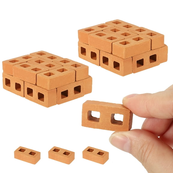 Miniature Bricks, 24 Pcs 1:12 Scale Red Tiles Clay Roof Bricks for Model