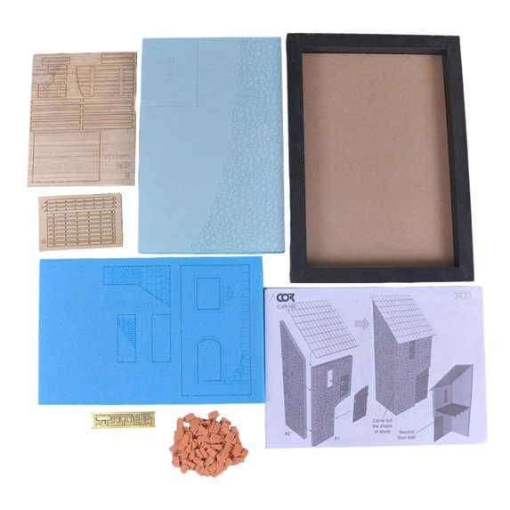 Miniature Building Model European House DIY Kit with Wood Foam Material for Hobbyists and Micro Landscape Decor