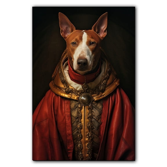 Miniature Bull Terrier Art - Dog Art - Gift for Men, Women & Animal Lover - Canvas Master Aristocratic Dog Canvas - Renaissance Print- Funny Decor for Living Room, Bedroom or Kid's Room