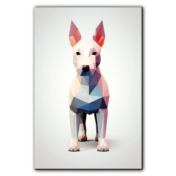 Miniature Bull Terrier Dog Art Canvas, Pet Wall, Polygon Art Print on Canvas Canvas, large wall art, bathroom wall art, Ready to Hang,Living Room,Bedroom & Office