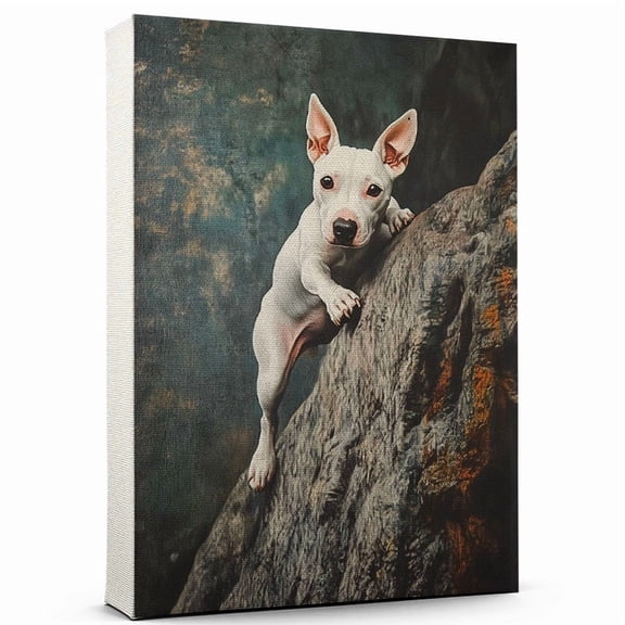 Miniature Bull Terrier Dog Canvas Climbing Canvas Funny Miniature Bull Terrier Dog Team Player Wall Art, Ideal Gift Climbing , Dog Owner, Kids Room Decor