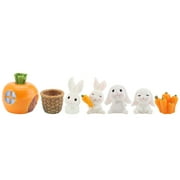 Miniature Bunny Series Decor Ornament Carrots Animal Figurines Rabbit Figure Toy Easter Party Simulation Trinkets Synthetic Resin Student