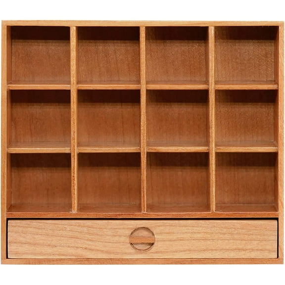 Miniature Cabinet 1/12 Scale Wooden Furniture Bookshelf Retro Mini Cupboard Storage Organizer for Miniature Kitchen Living Room Décor,Set A