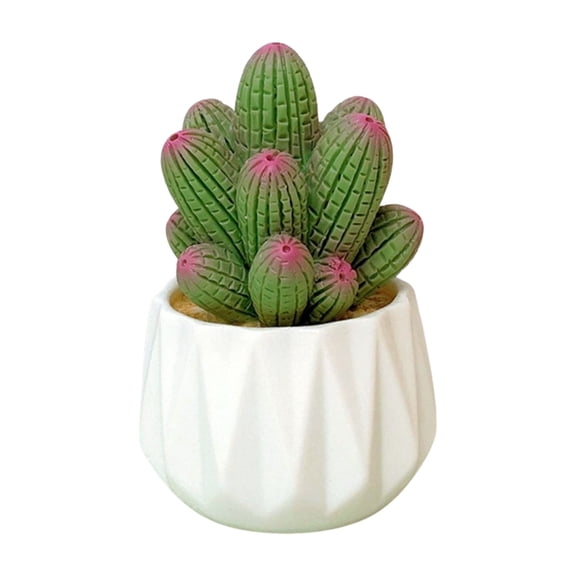 Miniature Cactus Figurine Resins Succulent Faux Bonsais Potted Plant Ornament for DIY Crafts Home Office Car Decors