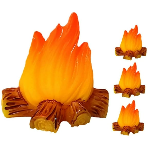 Miniature Campfire under $5! CQCYD Miniature Campfire Ornament, 4-Pack Fake Fire Model for Dollhouse, Mini Bonfire Toy for Diorama and Crafts, Small Fire Decoration for Landscape and Miniature Scenes