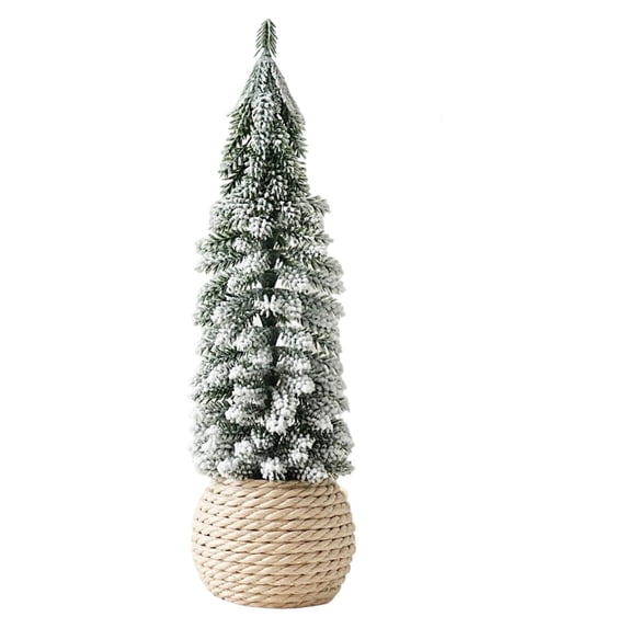 Miniature Cedar Tree Ornament Mini Flocked Snow-Covered Cedar Tabletop Tree for Christmas Desk and Mantel Decorations with Weighted Base and Realistic Snow Effect(1PCS) JASKFLY