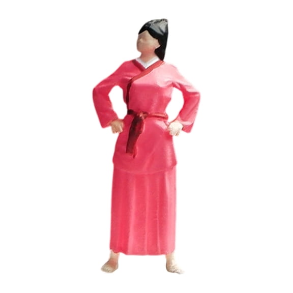 Miniature Chinese Ancient Figure Architectural Figurine Tiny People Resin Material for Train Station Decor