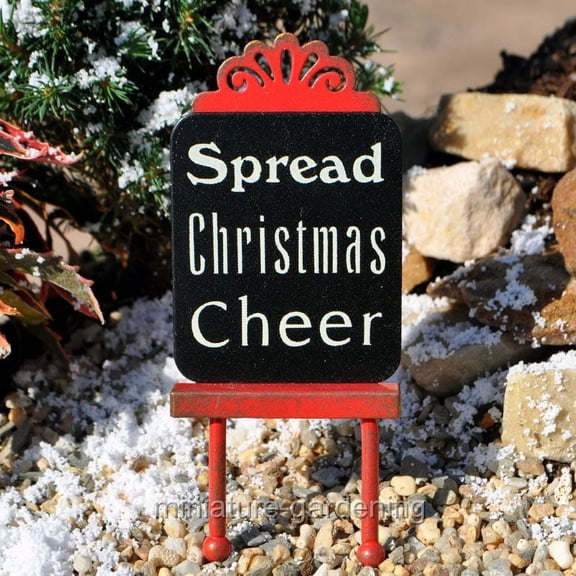 Miniature Christmas Cheer Easel for Miniature Garden, Fairy Garden
