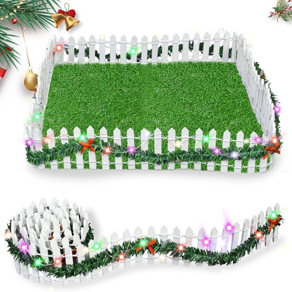 Miniature Christmas Garden LED Light Vine Wooden Fence/ Mini Christmas Village Fence Garden Fence Party Decoration with LED Lights AA