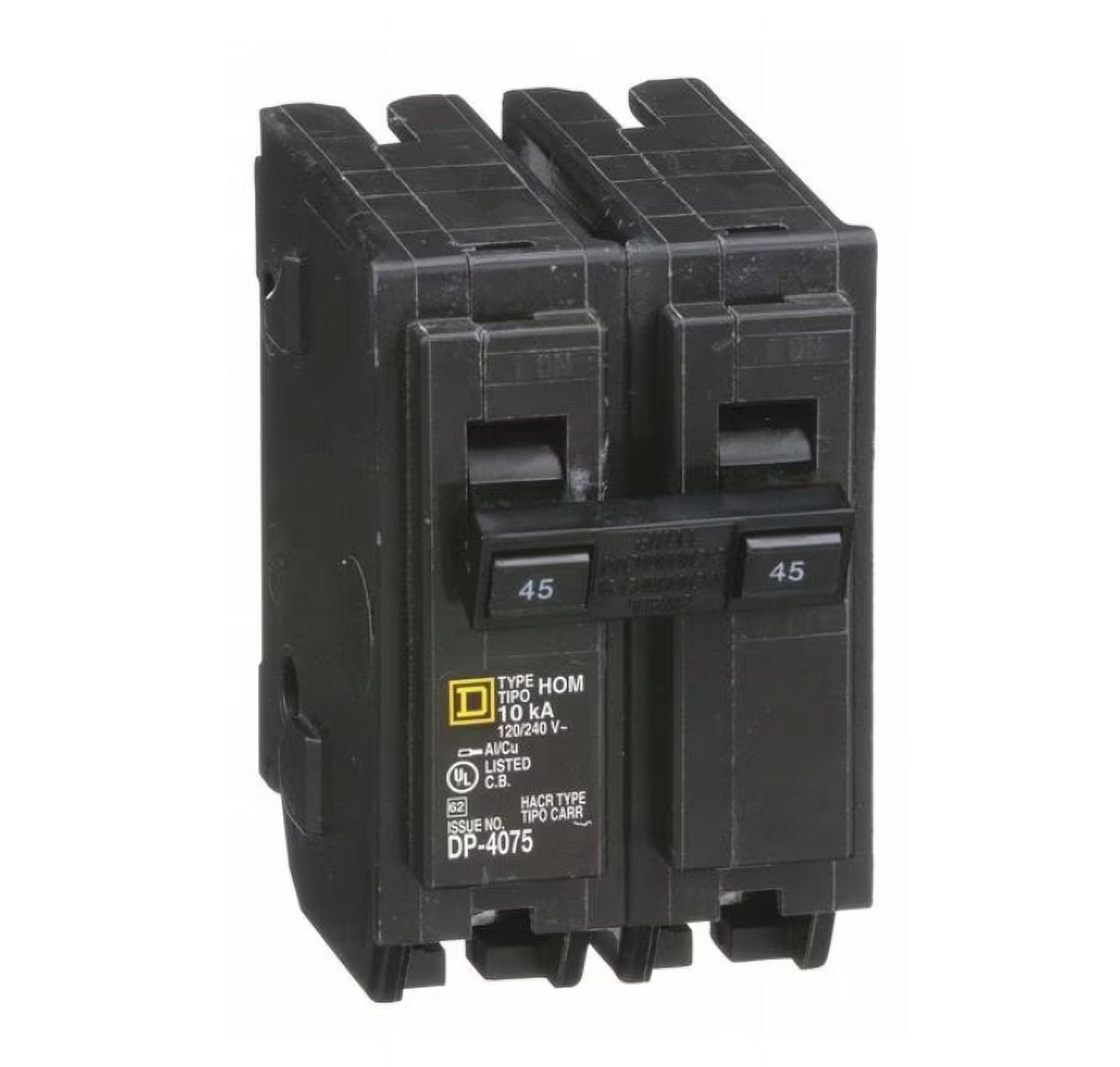 Miniature Circuit Breaker, 45 A, 120/240V AC, 2 Pole, Plug In Mounting Style, HOM Series