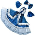 thumbnail image 1 of Miniature Clothes Dress Retro Lace Princess Dress with Blue Bow Hair Clip Mini Dressing Up Props for Miniature People Costume, 1 of 5