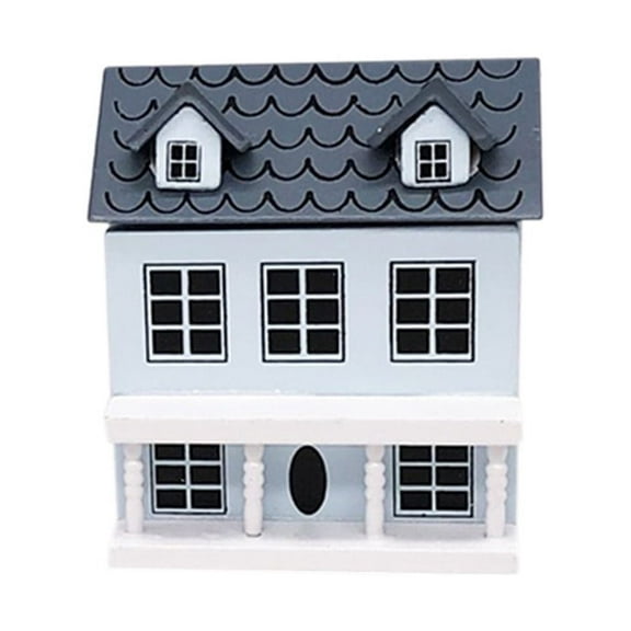 Miniature Cottage, for Dollhouse Accessories Desktop Decor Wooden Mini House Storage Decoration Ornament Nice Present for Miniature Lovers (Blue)