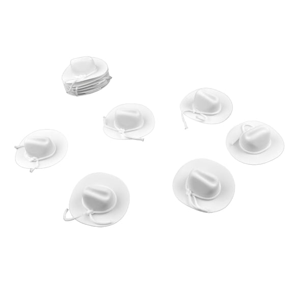Miniature Cowboy Hat, 3-Inch, 12-Count - White