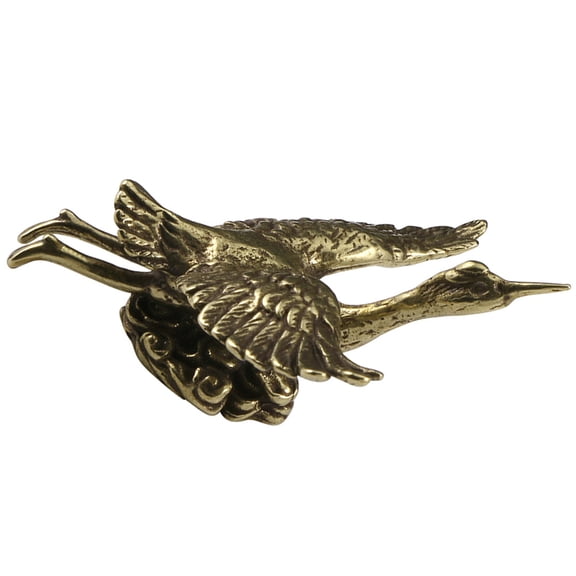 Golden Brass Miniature Crane Figurine for Desktop Decoration Vintage Style Adds Retro Touch to Home Office 3.5 x 2.76 Inches