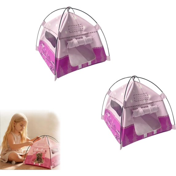 Miniature Cute Tent - 1:12 Miniature Camping Model Tents, 7.2 Inch Realistic Doll House Tent for Action Figure Decoration, Photography Props & Miniatures Scene Accessories (2pc Pink)