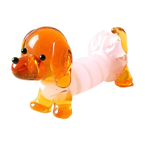 Miniature Dachshund Glass Figurine Handmade Artisan Puppy Statue Desk Companion Home Decor Collectible Gift for Dog Lovers