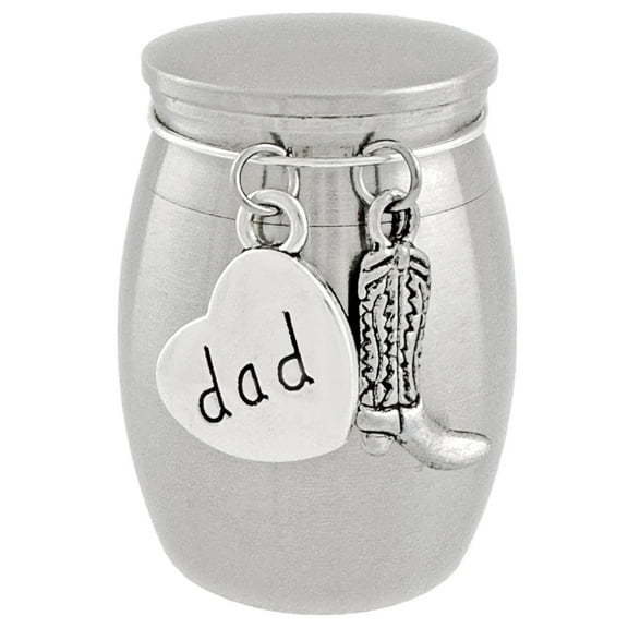 Miniature Dad Cowboy Boot Urn Western Cremation Ashes Holder Memorial Keepsake