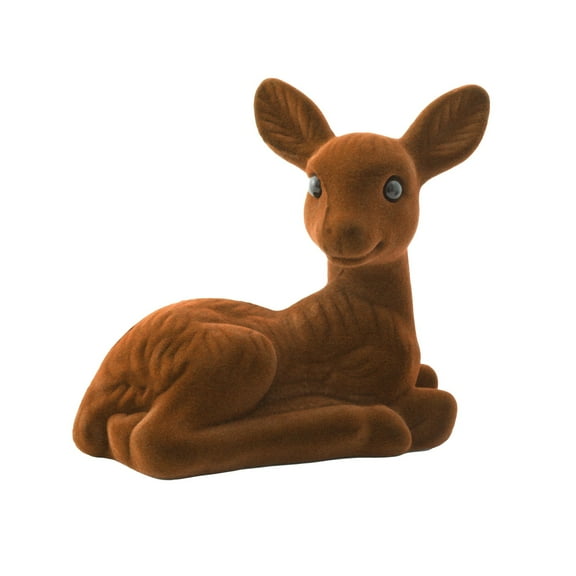 Miniature Deer Figurine Ornament, Flocking Standing Deer Decor, Animal Model for Office Home Desktop Shelf （O）
