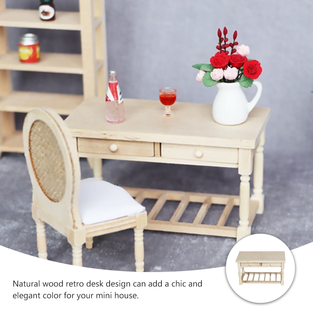 Miniature Desk Model Wooden Mini Desk Simulation Furniture Mini House