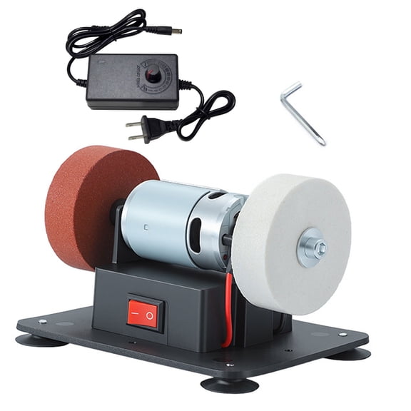 Miniature Desktop Grinder Featuring Two Wheels And Stable Suction Base For Home And Workshop Crafting Polishing Sharpening