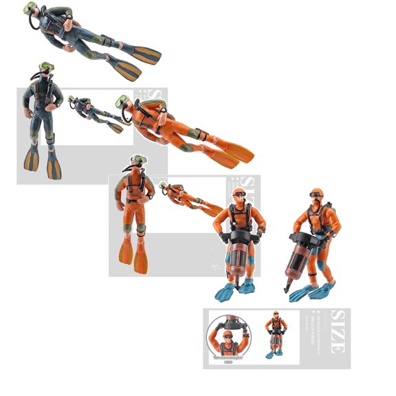 Miniature Diver Figurines Models People Set Mini Swimmers Figurines Diver Toy Figures Decor,One Size,White