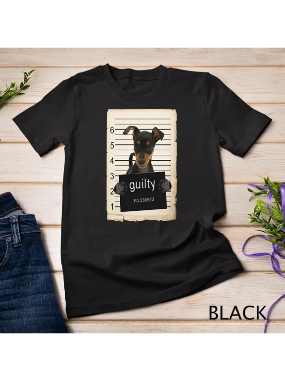 Miniature Doberman pinscher Dog mug shot bad dog Unisex T-shirt