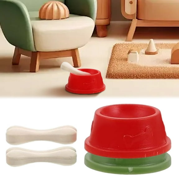 Miniature Dog Bowl Model for Dollhouse - Realistic Pet Water Bowl Accessory for Creative Play, Desktop Dress Up, By Kingtowag