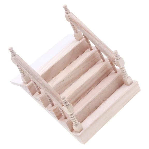 Miniature Doll House Model Handrail Staircase Wooden Dollhouse Simulated Furniture Models Supply Accessory