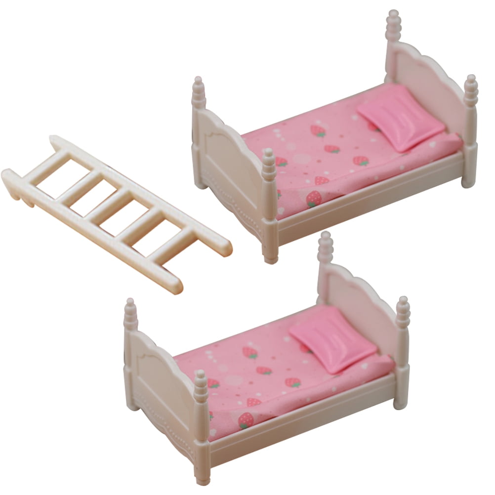 1:12 Dollhouse Mini Doll Wooden Bunk Bed Miniature Items Double Ladder Bed  Children's Bedroom Doll House Accessories Furniture - AliExpress, image size:1002x1002