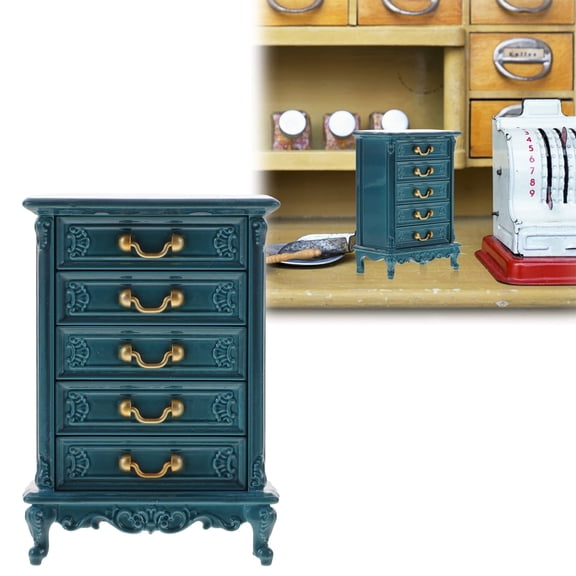 Miniature Dollhouse Cabinet, DIY Mini Doll Home Decoration Ornament Dollhouse Bedside Cabinet Table Craft Display Bedroom Furniture Accessories