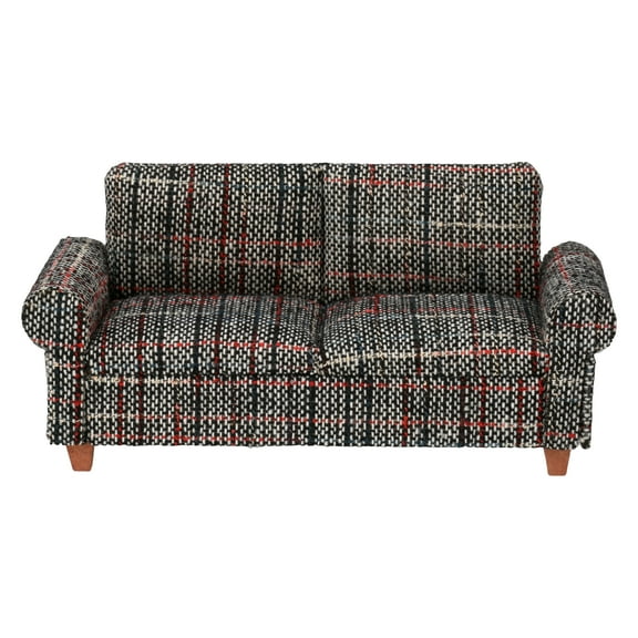 Miniature Dollhouse Sofa - Dolls House Furniture Couch - 1/12 Scale - Gray Fabric