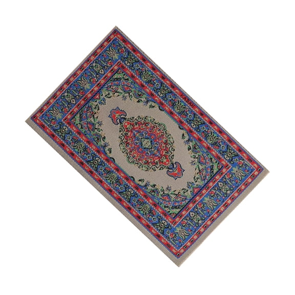 Miniature Dollhouses Rug With Traditional Turkish Pattern Furnishing Carpet Decorative Accessory for Craft Model Project