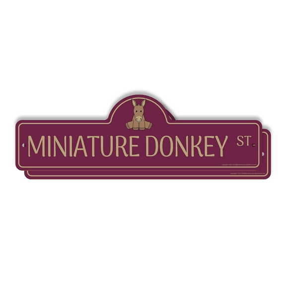 Miniature Donkey (2 Pack) Plastic Street Sign - 6 Inch X 18 Inch Gift Farm Animal Cute Pet Rustic Nature Funny Loyal Unique Companion