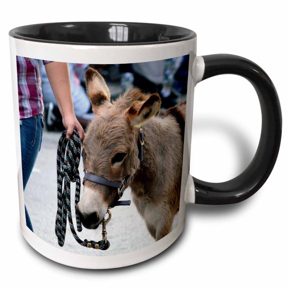 3drose, Miniature Donkey Head Halter Animal, 11oz Two-tone Black Mug