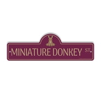 Miniature Donkey Plastic Street Sign - 7 Inch X 20 Inch Gift Farm Animal Cute Pet Rustic Nature Funny Loyal Unique Companion
