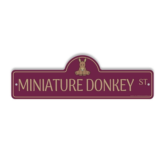 Miniature Donkey Plastic Street Sign - 7 Inch X 20 Inch Gift Farm Animal Cute Pet Rustic Nature Funny Loyal Unique Companion
