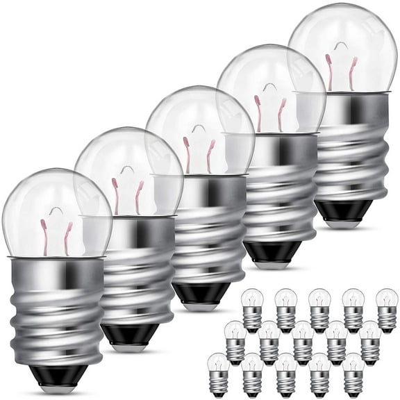 Miniature E10 Screw Base Light Bulbs 6V 0.5A for Physics Experiments and Flashlight Repair 20 Count