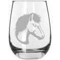 thumbnail image 1 of Miniature Face Horse Themed Etched 15.25oz Libbey Stemless Wine Glass, 1 of 1